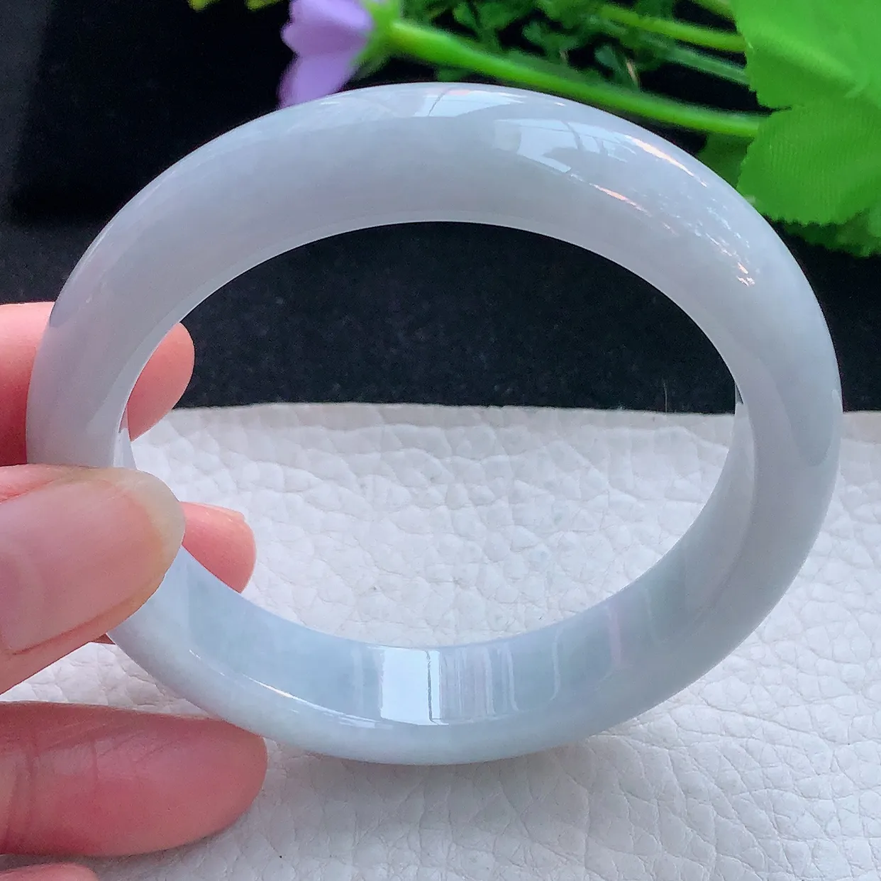 xx自然光57*13.2*8.5平安镯 翡翠a货玉手镯白月光宽边珠宝玉手环