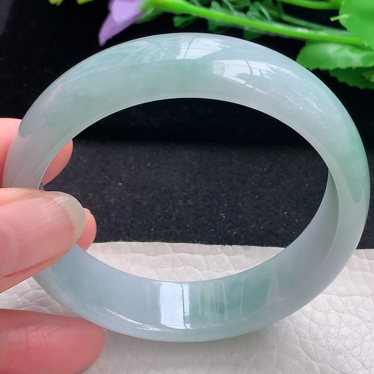 nr自然光59*16.5*7.3轮胎镯 翡翠a货玉手镯清新宽边珠宝玉手环