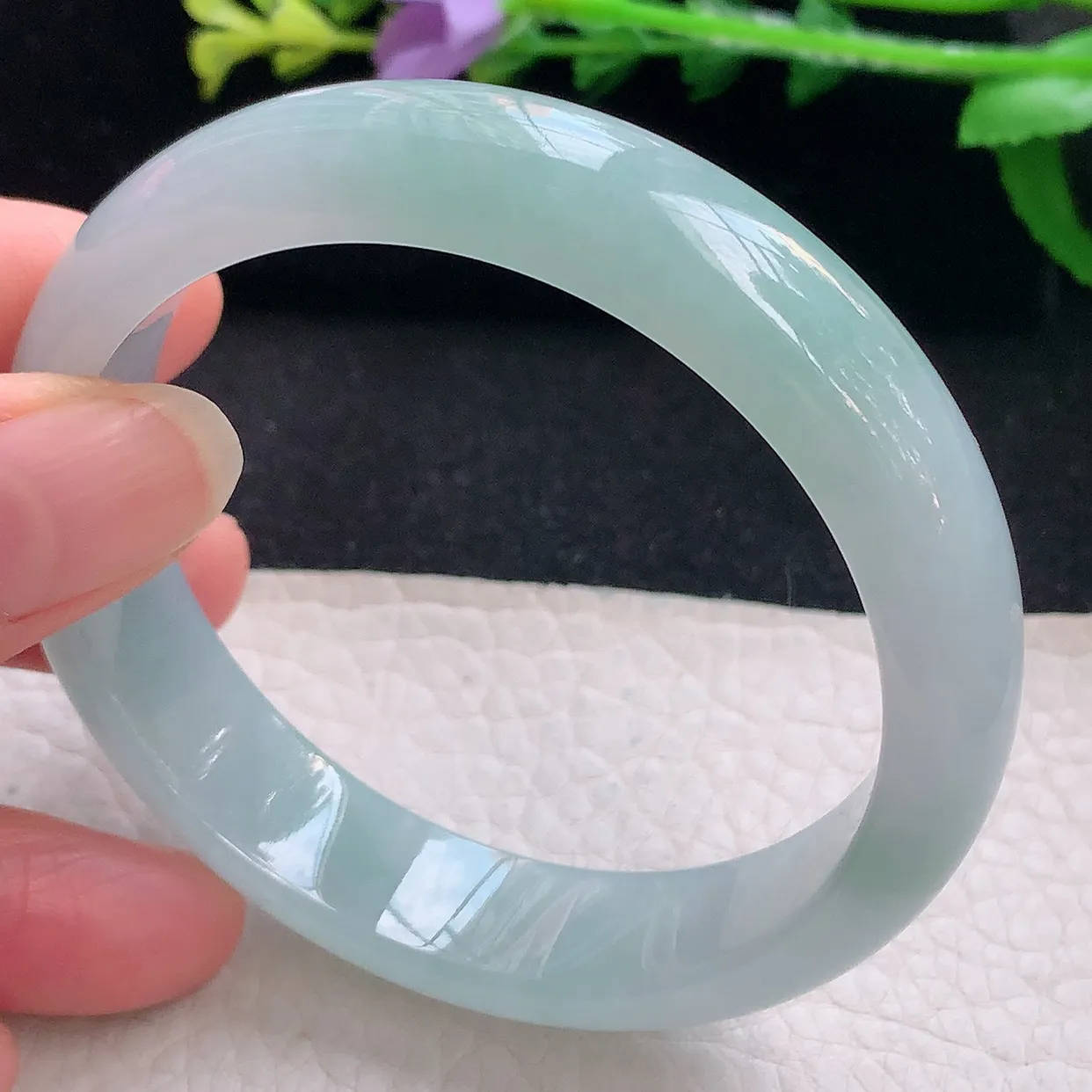 js自然光58*13.8*7.2平安镯 翡翠a货玉手镯冰晴宽边珠宝玉手环