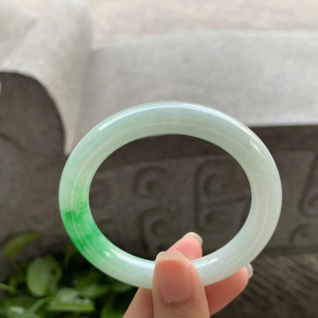 小圈口51.8-9.8 【飘阳绿圆条手镯】圆条51 52可戴