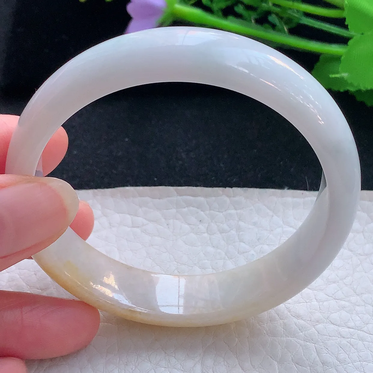 mq自然光59*14.5*7招财平安镯 翡翠a货玉手镯双彩宽边珠宝玉手环