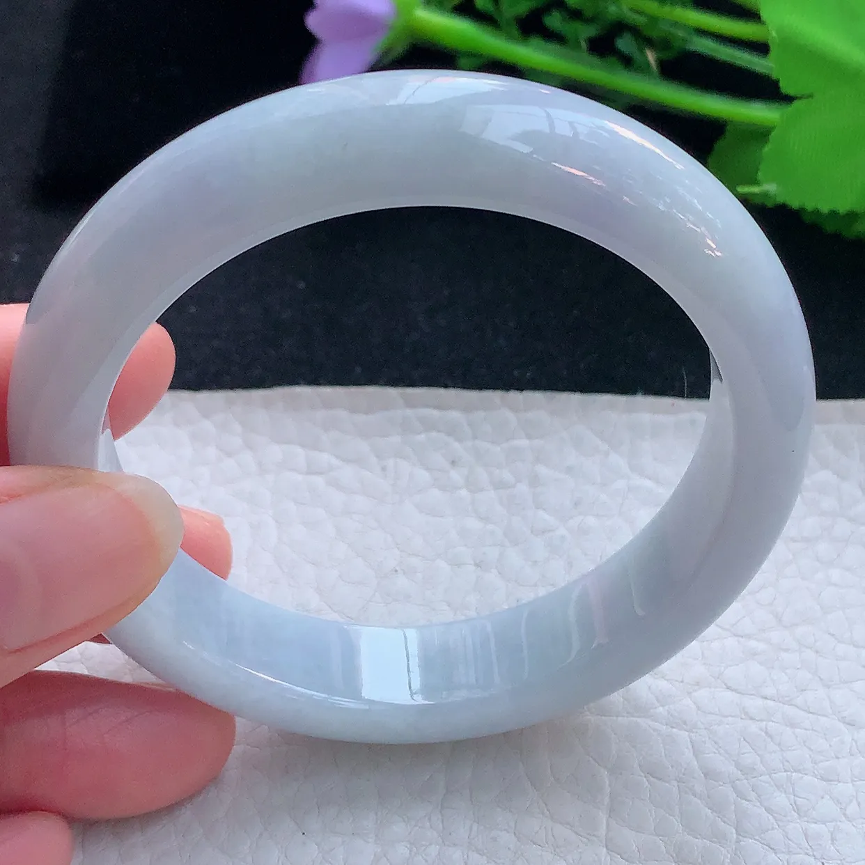 xx自然光57*13.2*8.5平安镯 翡翠a货玉手镯白月光宽边珠宝玉手环