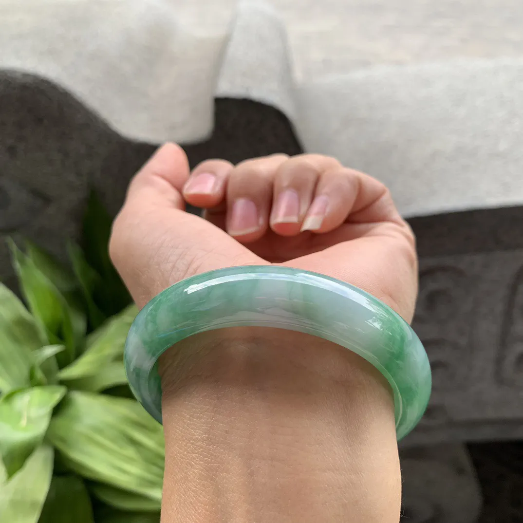 圈口 55.6-13.6-7.8【辣绿正圈手镯】正圈55 56可戴