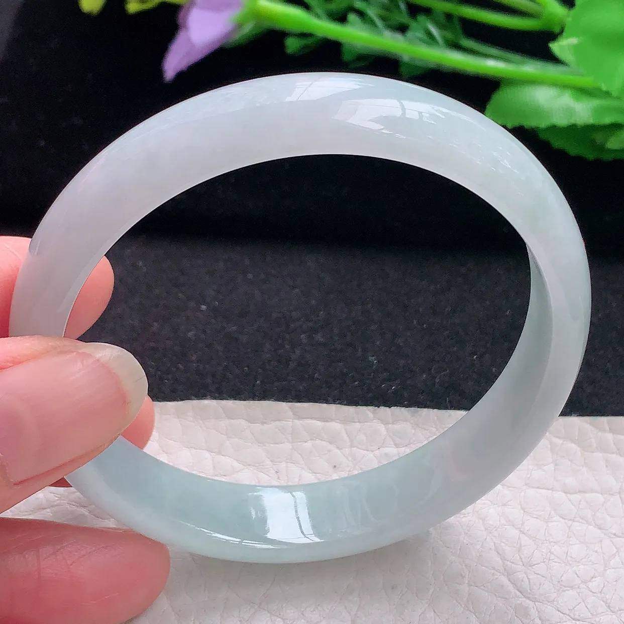 nr自然光58.5*12.5*6.3平安镯 翡翠a货玉手镯清新宽边珠宝玉手环