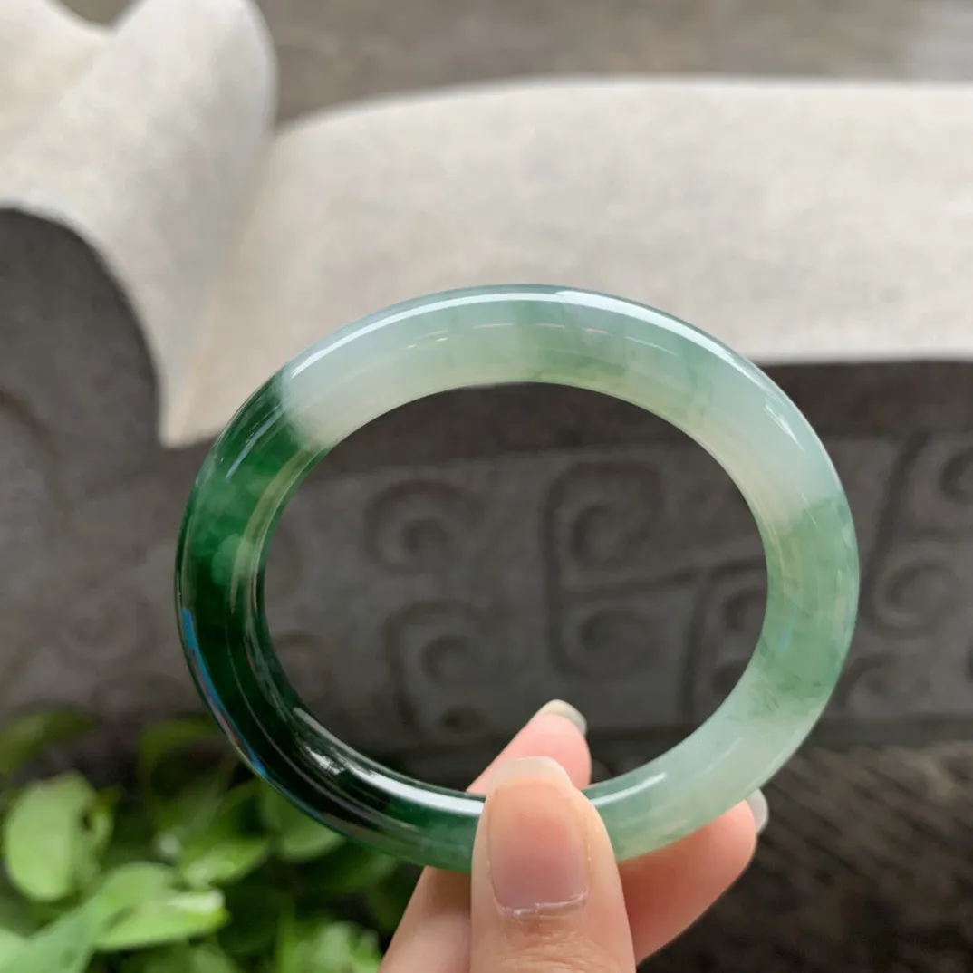 圈口 54.3-8.8【冰辣绿圆条手镯】圆条54 55可戴