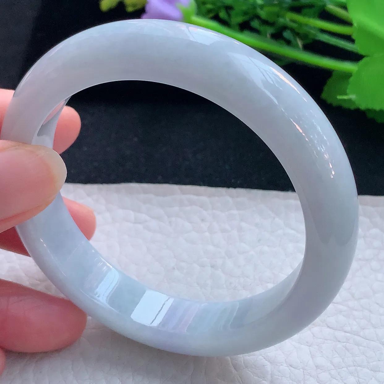 xx自然光57*13.2*8.5平安镯 翡翠a货玉手镯白月光宽边珠宝玉手环