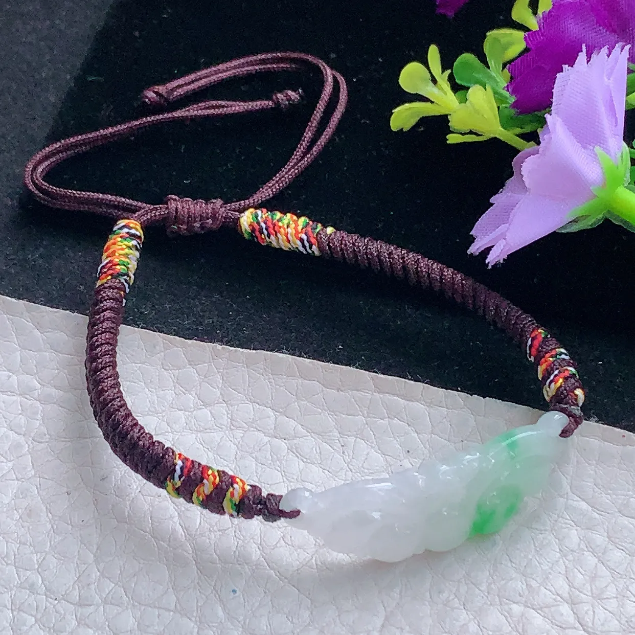 x54自然光37.5*12.2*3.2精雕翡翠a货飘绿气绵绵手牌玉手链 玉手串