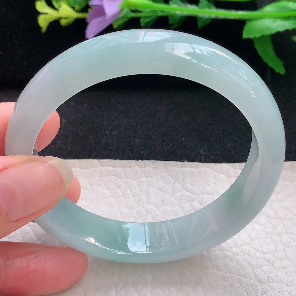 js自然光58*13.8*7.2平安镯 翡翠a货玉手镯冰晴宽边珠宝玉手环