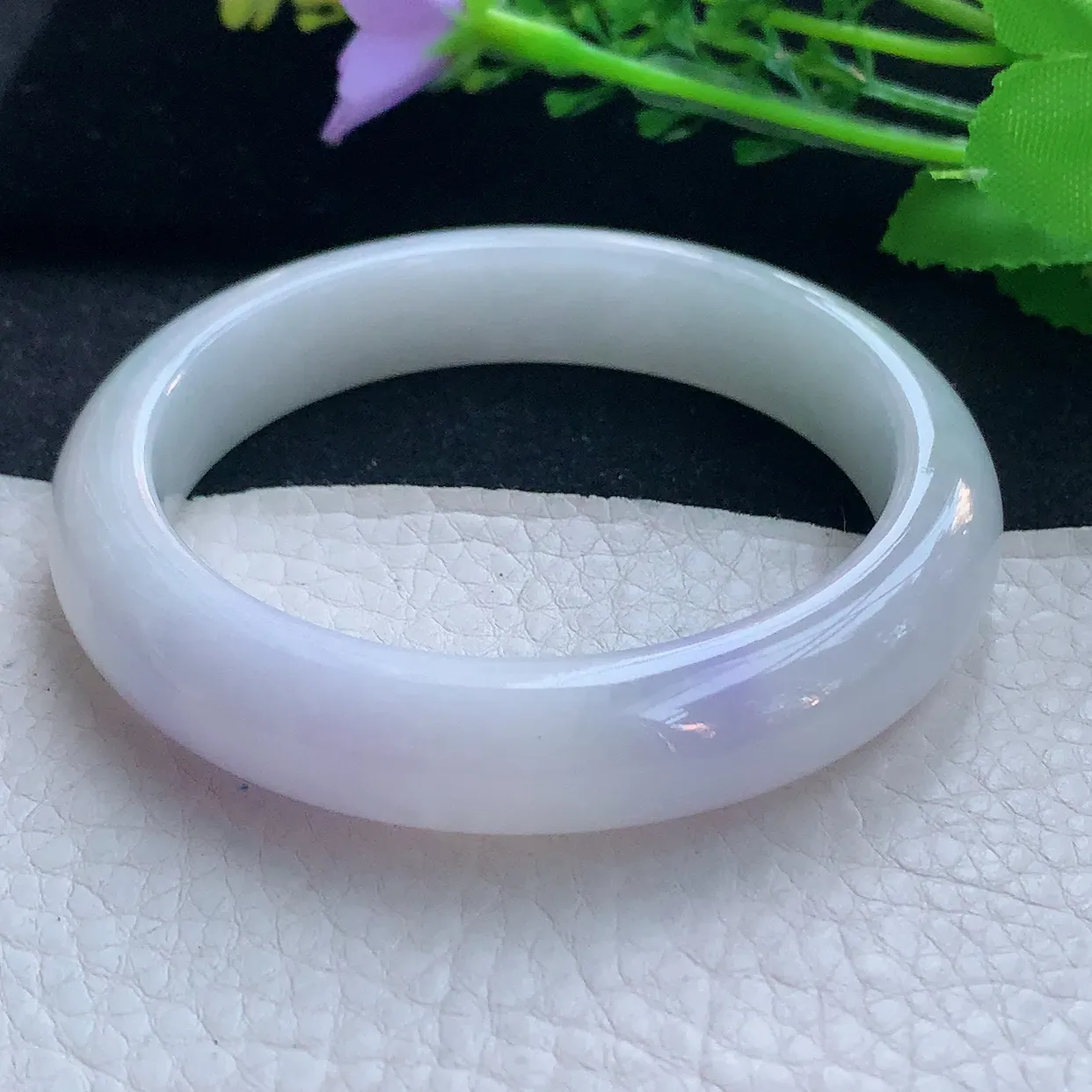 xx自然光57*12.5*8.8平安镯 翡翠a货玉手镯飘紫宽边珠宝玉手环