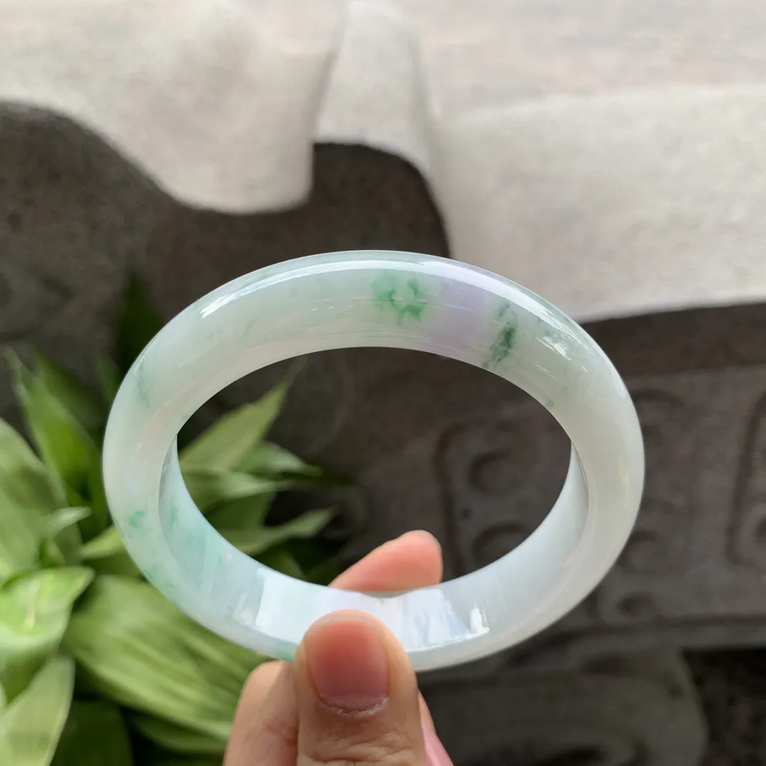 大圈口 59.7-13.7-8.9【飘绿正圈手镯】正圈59 60可戴