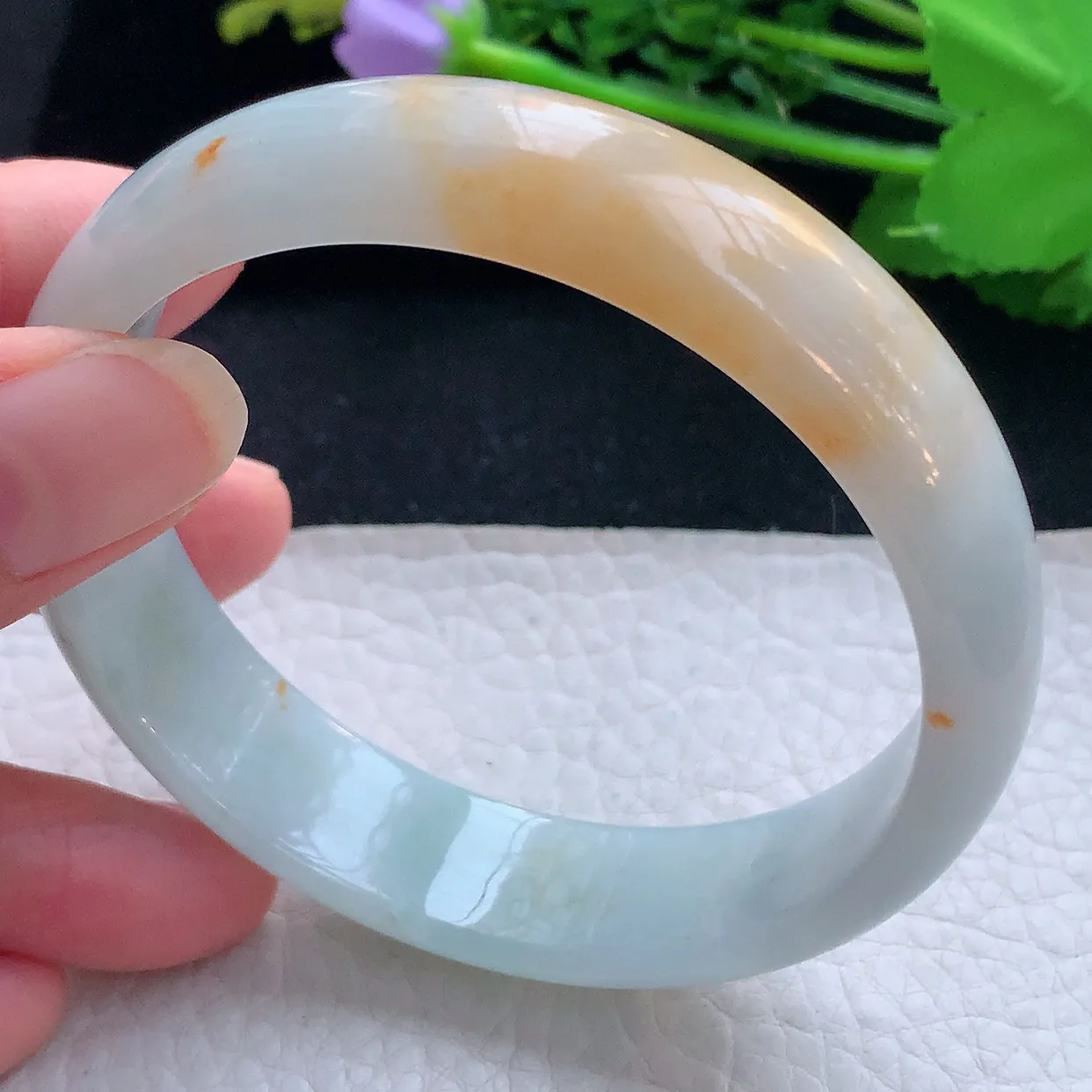 mq大圈口60*15.2*6.8轮胎招财镯 翡翠a货玉手镯双彩宽边珠宝玉手环