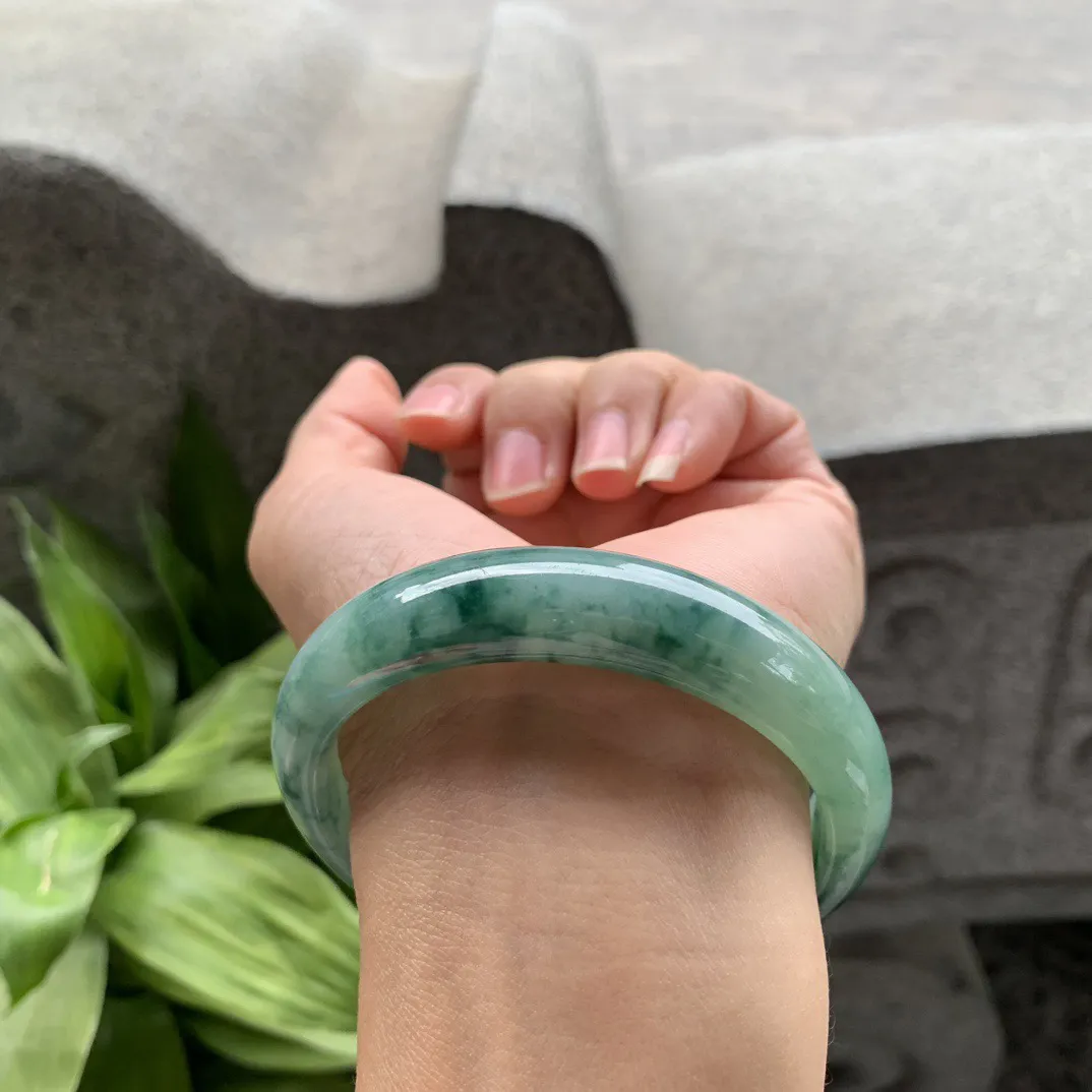 大圈口 58.2-13.3-7.7【飘绿花正圈手镯】正圈58 59可戴