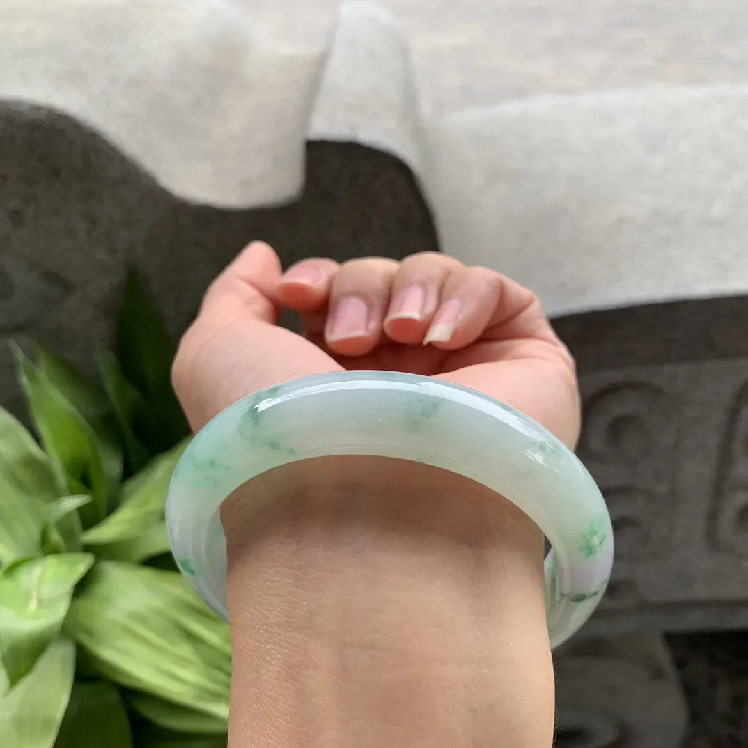 大圈口 59.7-13.7-8.9【飘绿正圈手镯】正圈59 60可戴