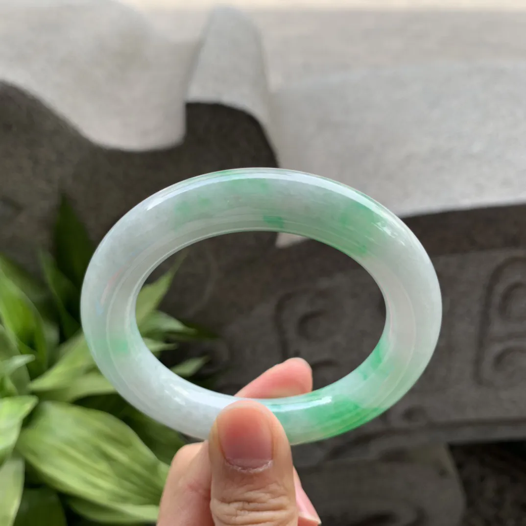 圈口55.1-11.5-11.2 【飘阳绿圆条手镯】圆条55 56可戴