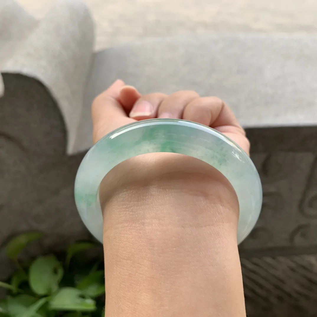 小圈口53.8-11.9-9.4 【高冰飘花正圈手镯】正圈53 54可戴