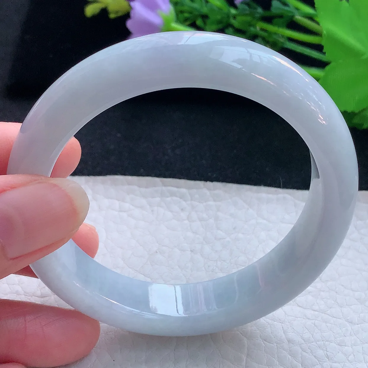 xx自然光57*13.2*8.5平安镯 翡翠a货玉手镯白月光宽边珠宝玉手环