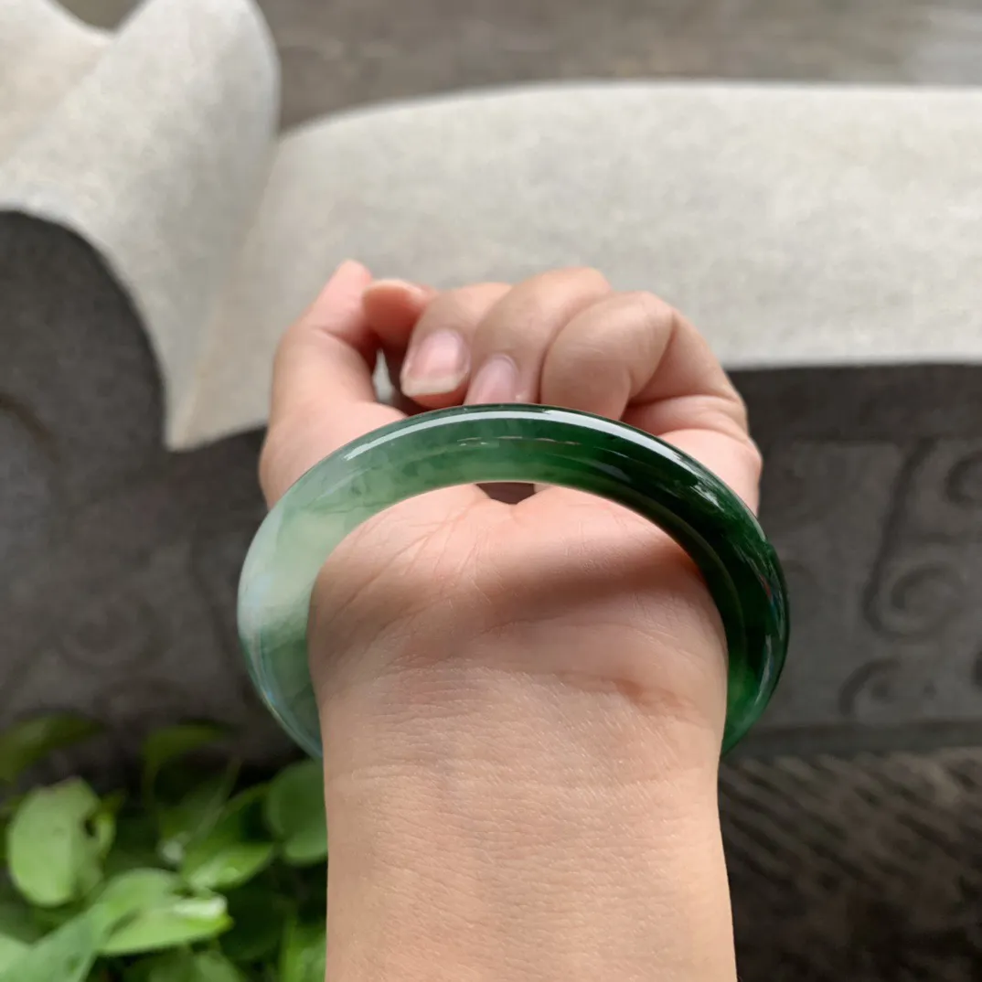圈口 54.3-8.8【冰辣绿圆条手镯】圆条54 55可戴