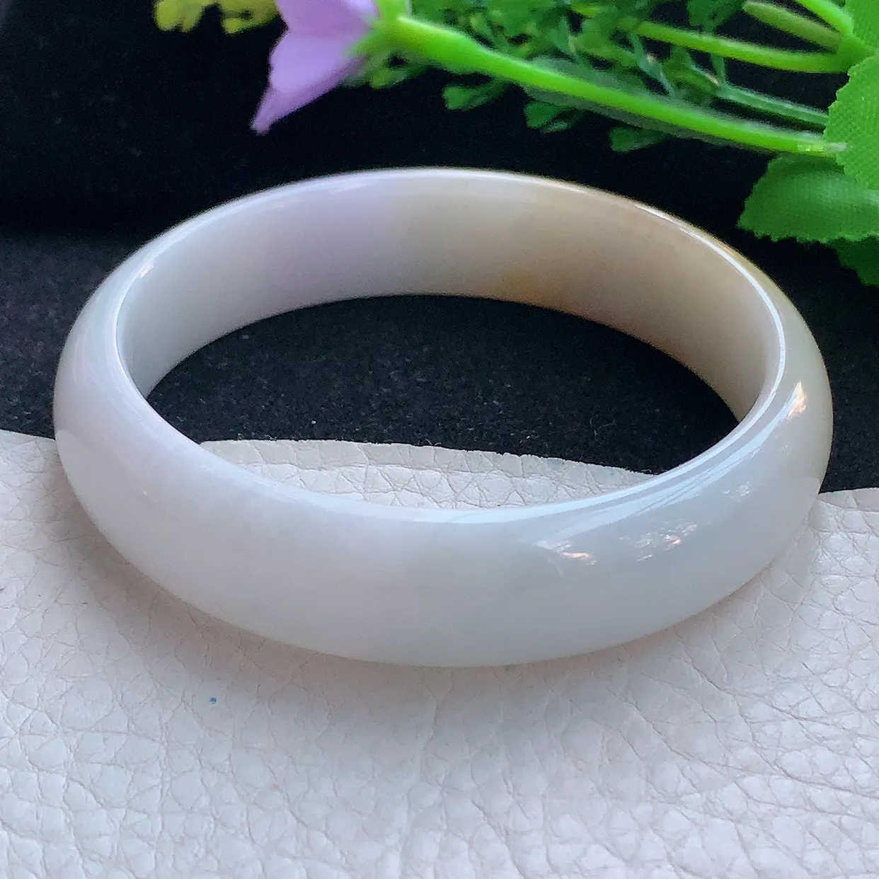 mq自然光59*14.5*7招财平安镯 翡翠a货玉手镯双彩宽边珠宝玉手环