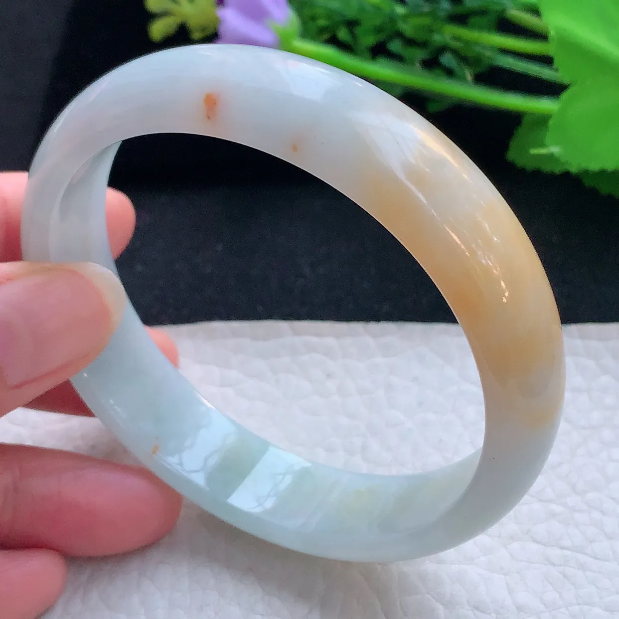 mq大圈口60*15.2*6.8轮胎招财镯 翡翠a货玉手镯双彩宽边珠宝玉手环