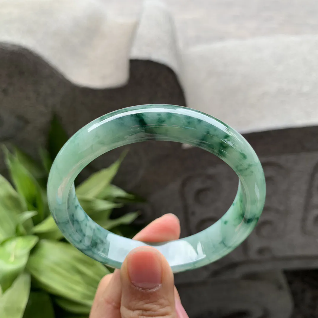 大圈口 58.2-13.3-7.7【飘绿花正圈手镯】正圈58 59可戴