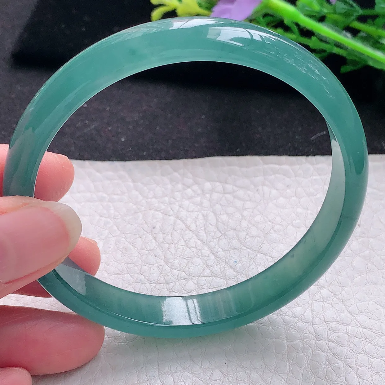 yh大圈口62*11*6平安镯 翡翠a货玉手镯冰蓝宽边珠宝玉手环