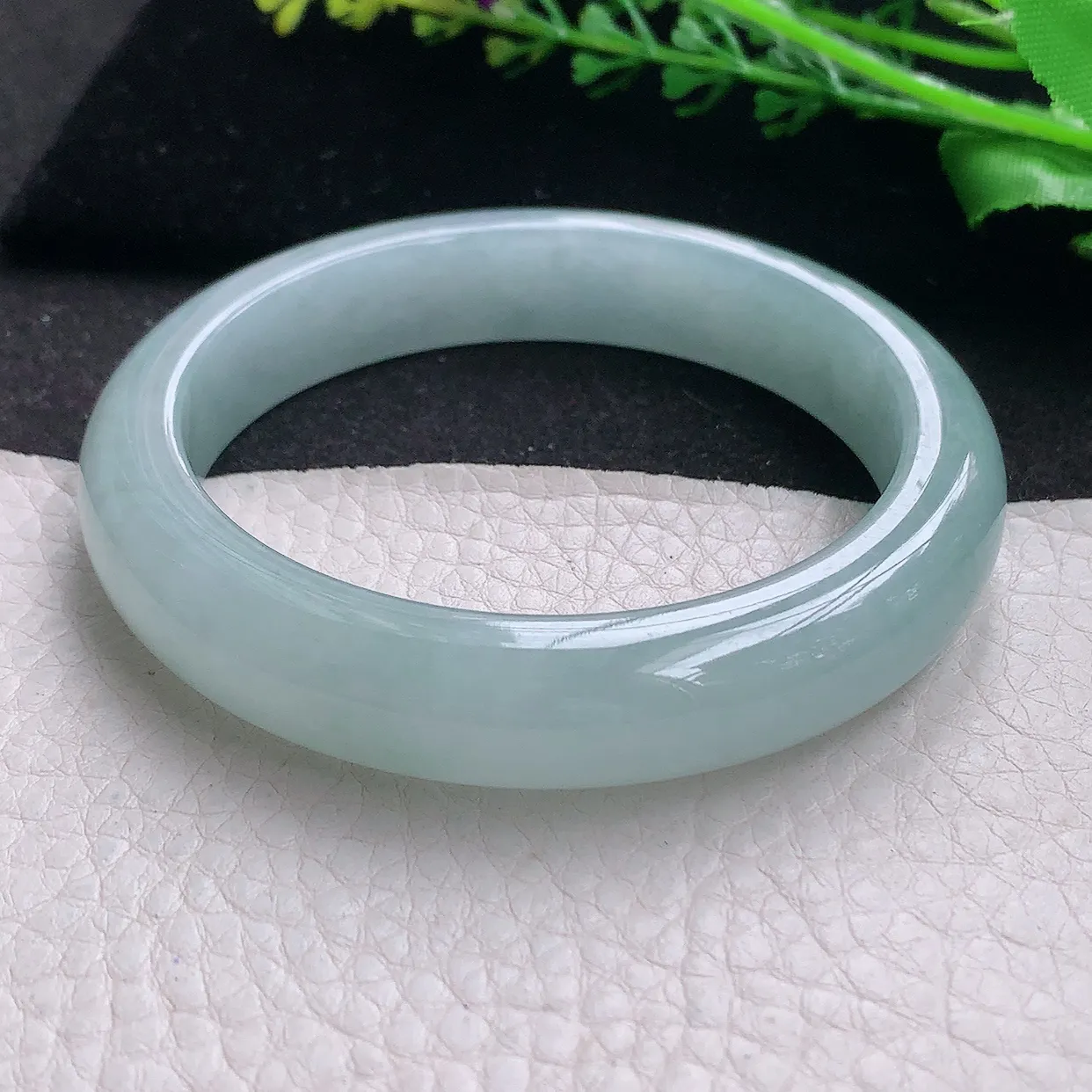 nr自然光58*12.5*8.8平安镯 翡翠a货玉手镯冰蓝宽边珠宝玉手环