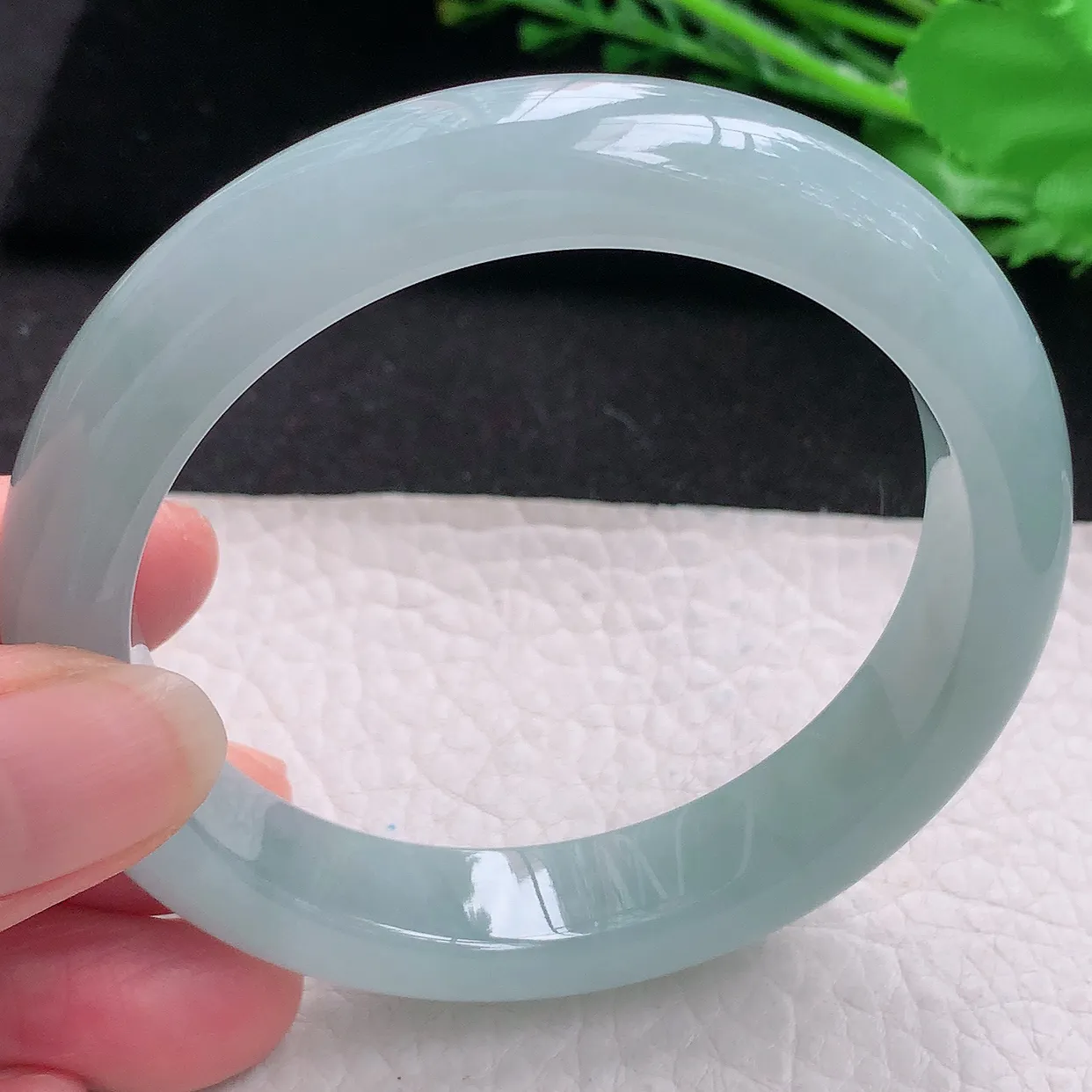 nr自然光58*12.5*8.8平安镯 翡翠a货玉手镯冰蓝宽边珠宝玉手环