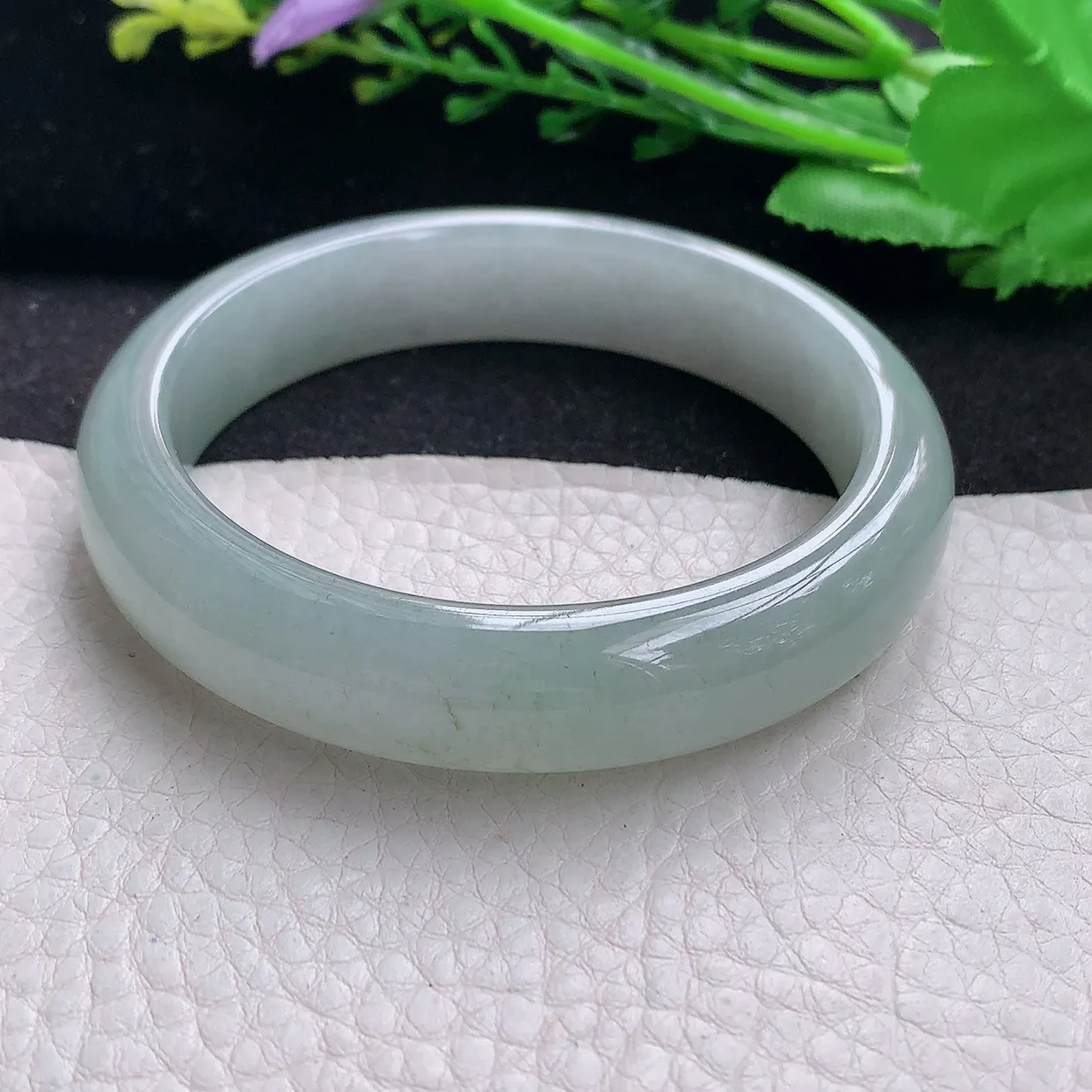 z自然光57.5*13.2*8.2平安镯 翡翠a货玉手镯冰润宽边珠宝玉手环