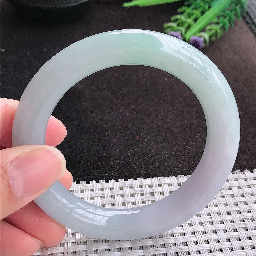 天然A货翡翠56/11.9/11.1老坑秀气温润冰晴圆条手镯玉镯