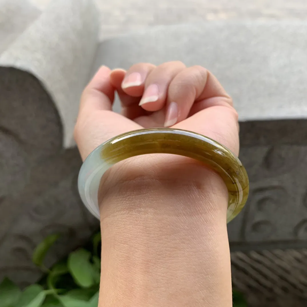 小圈口50.8-8.7 【黄翡圆条手镯】圆条50 51可戴