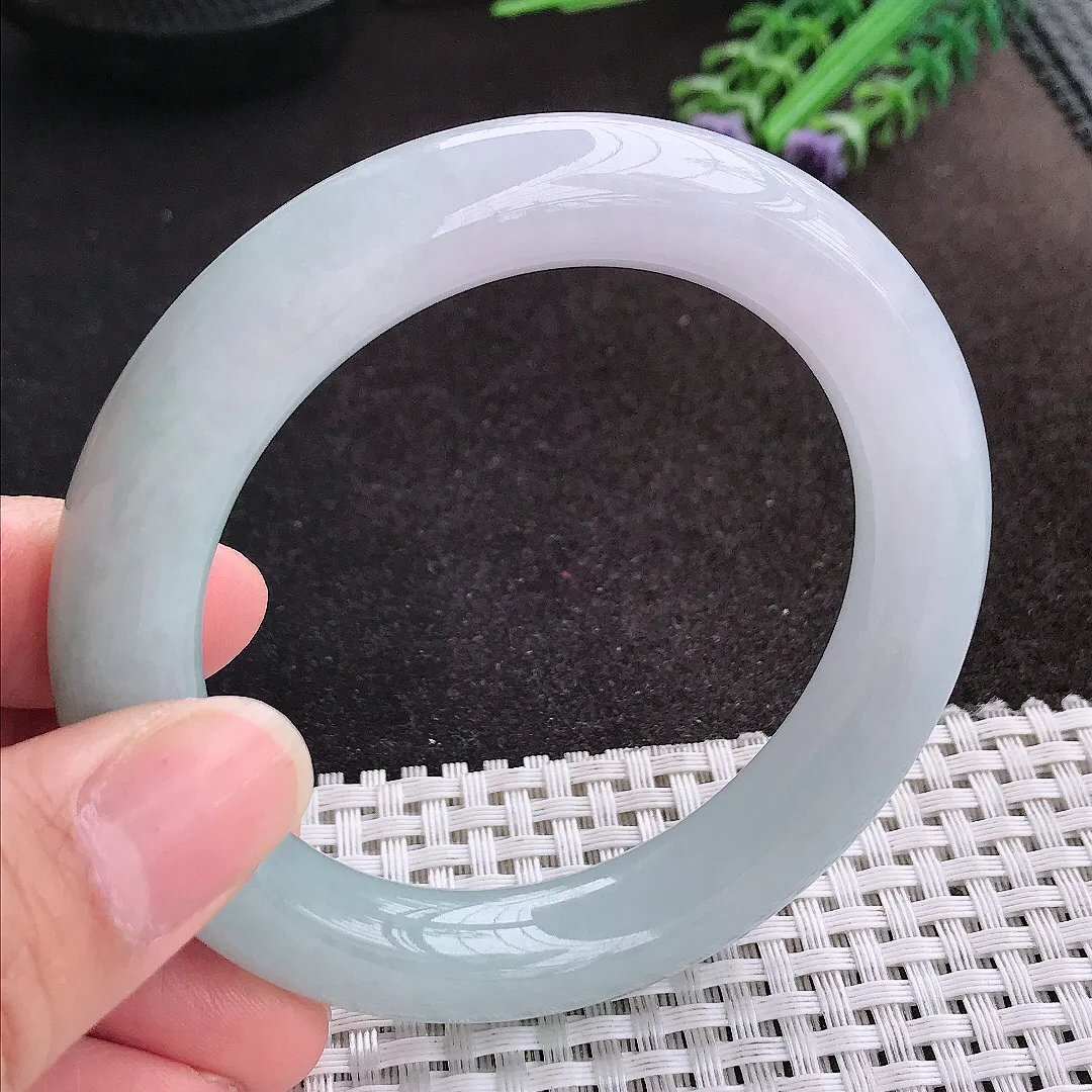 天然A货翡翠56/11.9/11.1老坑秀气温润冰晴圆条手镯玉镯