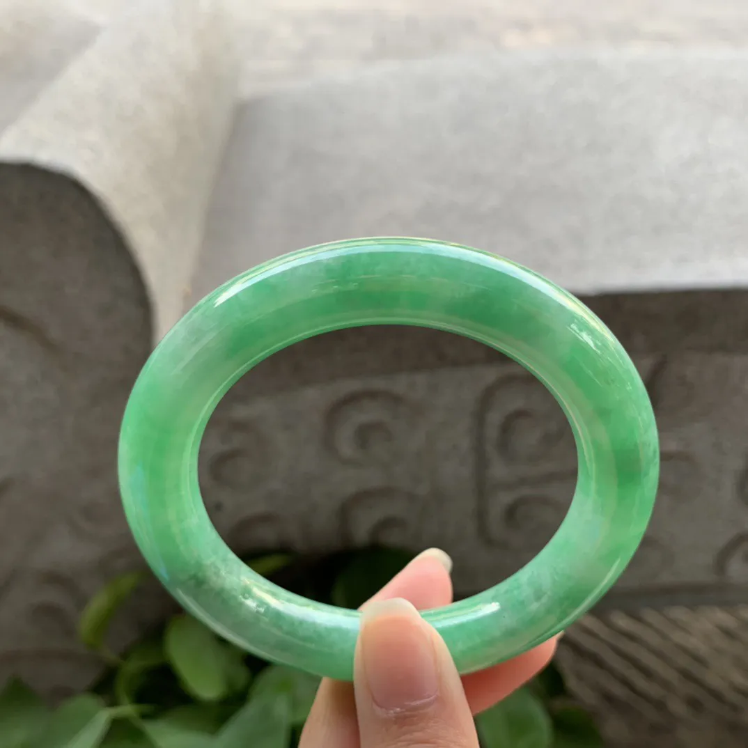 圈口 56.6-11.1【满绿圆条手镯】圆条56 57可戴