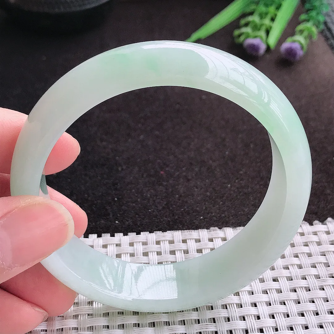 天然A货翡翠59.5/16.2/8老坑冰润水灵冰晴手镯宽边轮胎镯