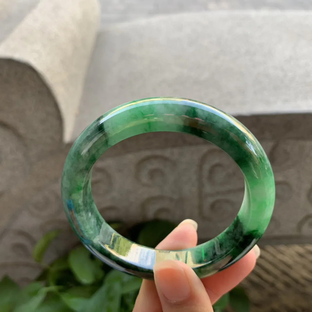 圈口 56.7-12.7-9.2【辣绿正圈手镯】正圈56 57可戴