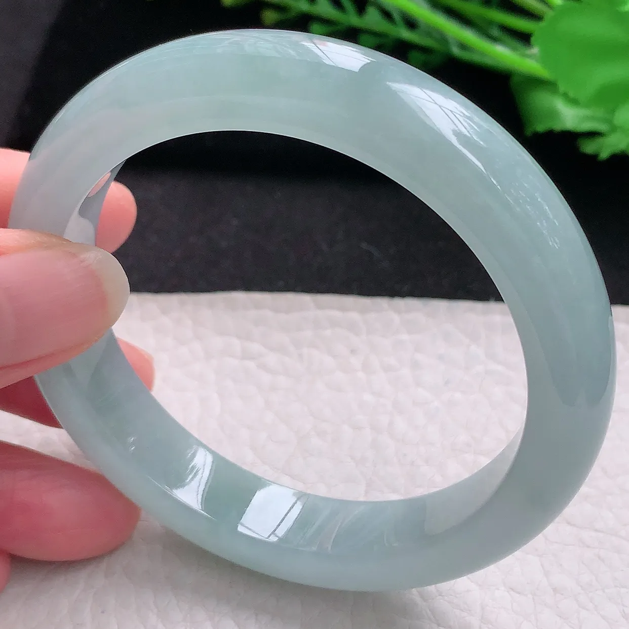 nr自然光58*12.5*8.8平安镯 翡翠a货玉手镯冰蓝宽边珠宝玉手环