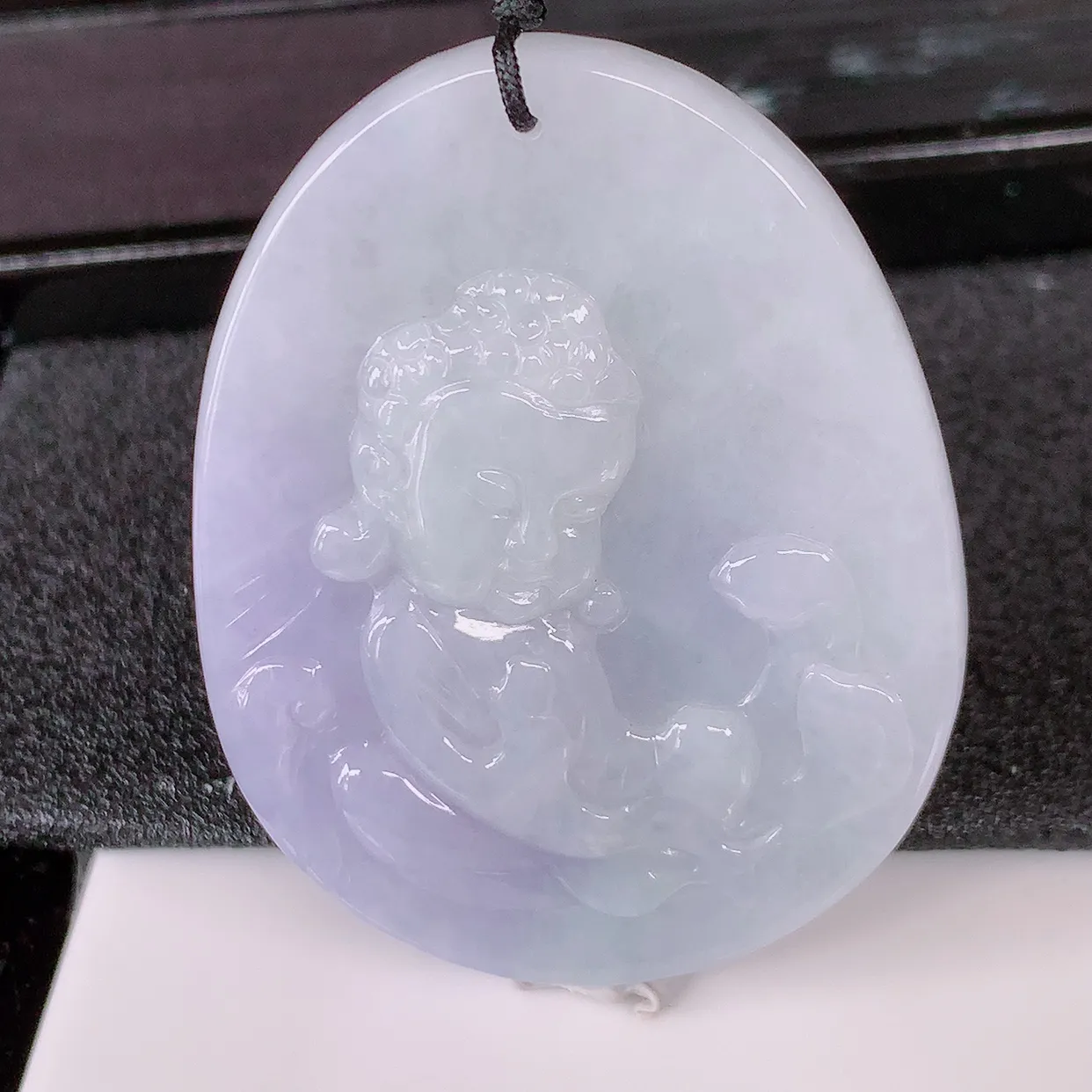 自然光实拍，冰润紫罗兰翡翠保平安宝宝佛吊坠，玉质莹润，佩戴佳品，#41.13