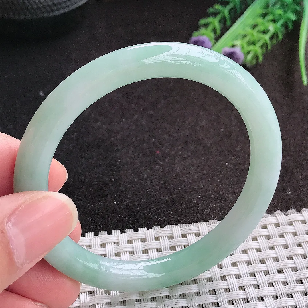 天然A货翡翠53.5/7.9/8.3老坑冰润水灵冰晴圆条手镯玉镯