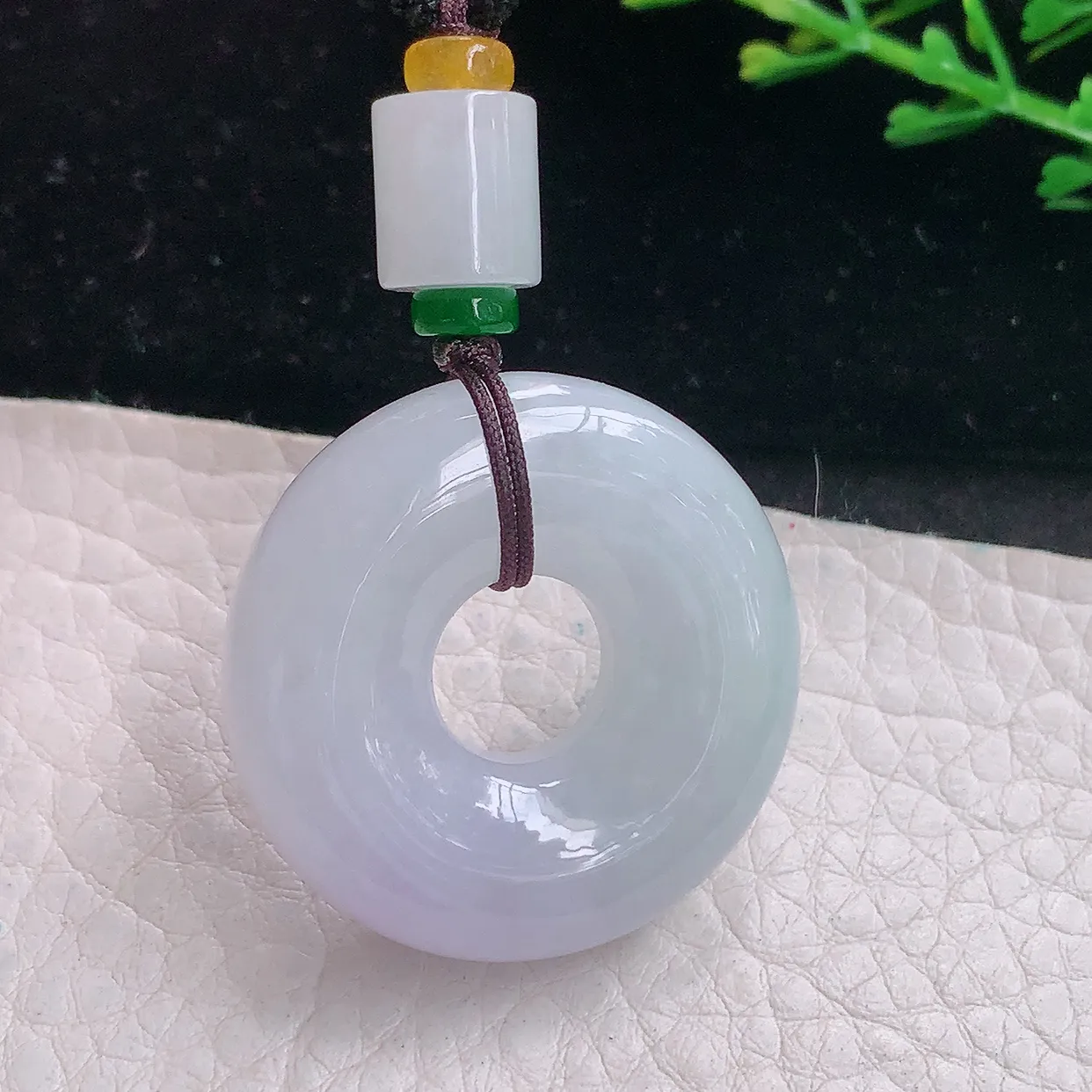 zen自然光32*9.5天然缅甸翡翠冰紫甜甜圈 平安扣玉吊坠 玉挂件