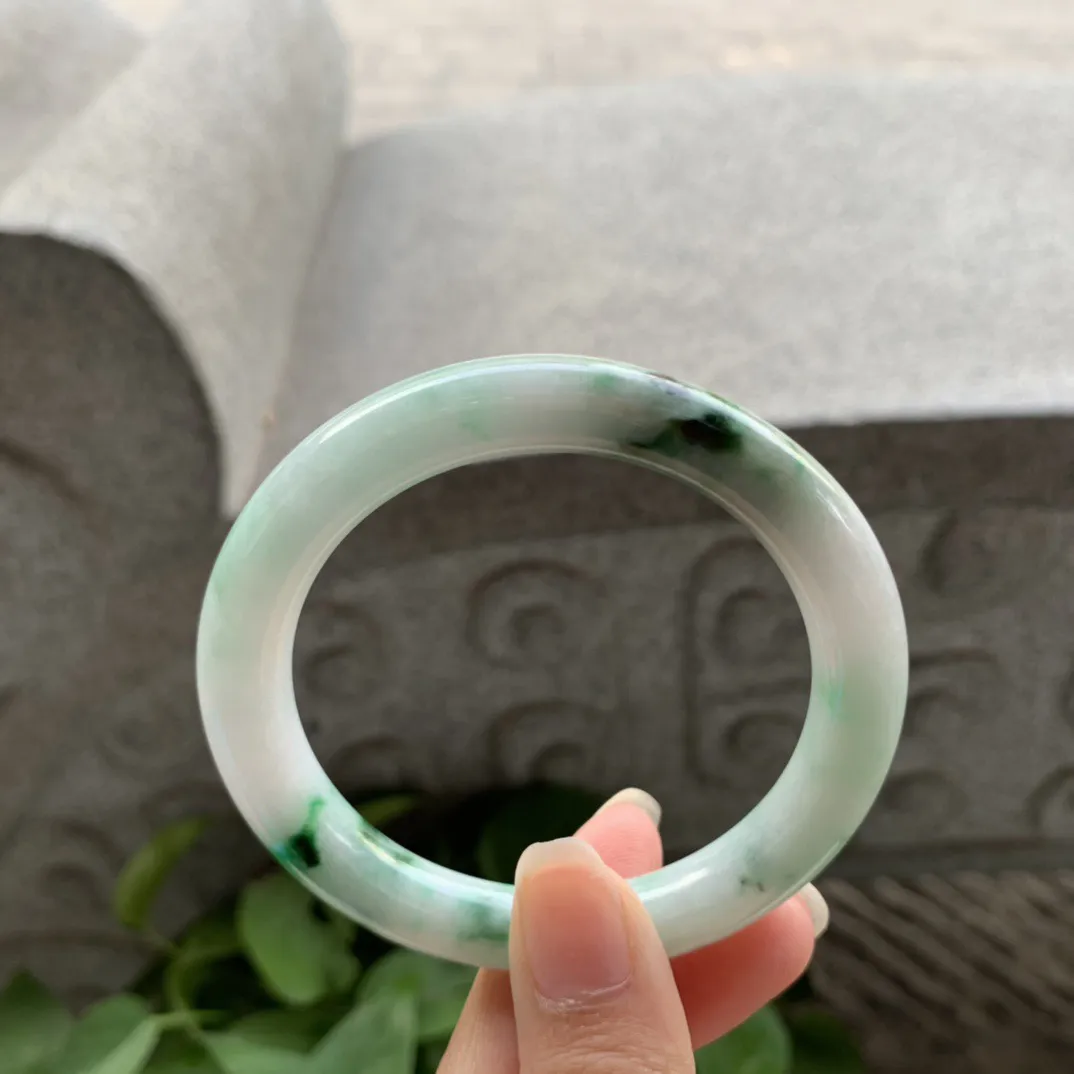 圈口 54.2-8.4【飘绿圆条手镯】圆条54 55可戴