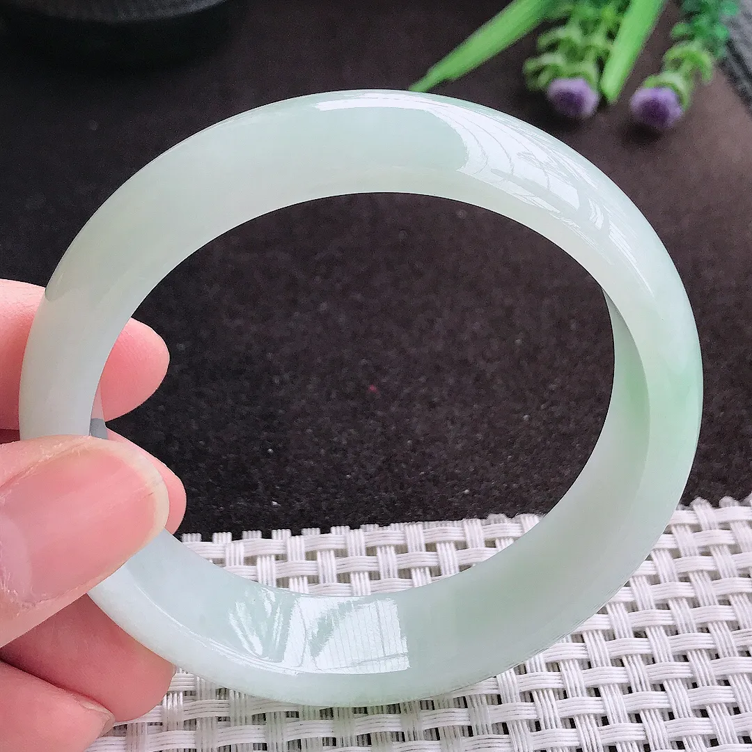 天然A货翡翠59.5/16.2/8老坑冰润水灵冰晴手镯宽边轮胎镯