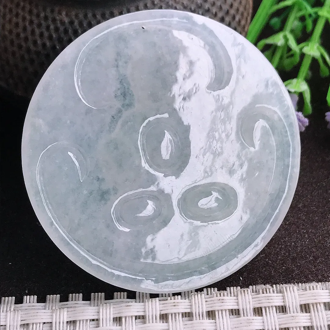 天然A货翡翠51/5老坑秀气冰润不懂明王吊坠翡翠挂件