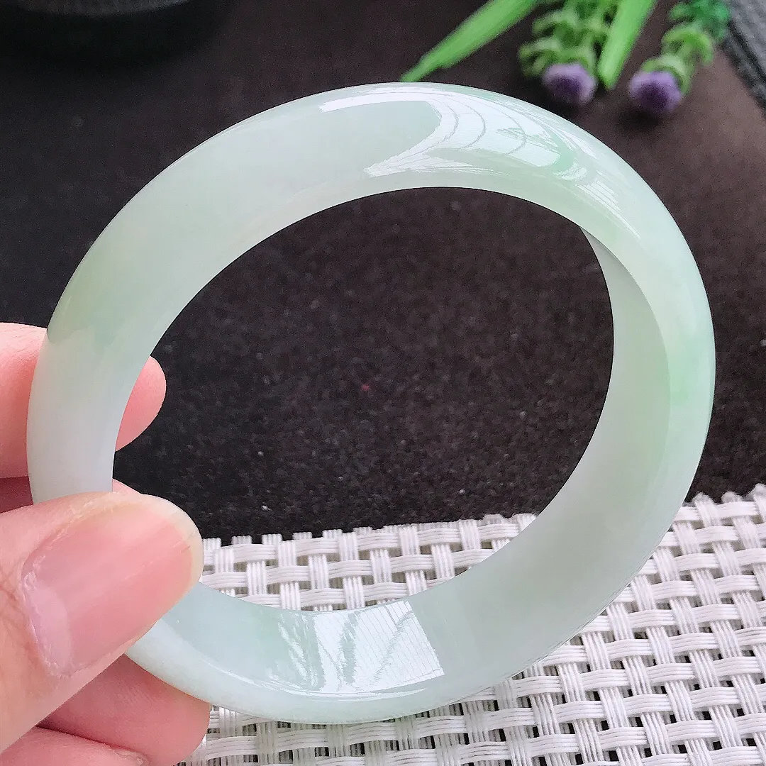 天然A货翡翠59.5/16.2/8老坑冰润水灵冰晴手镯宽边轮胎镯