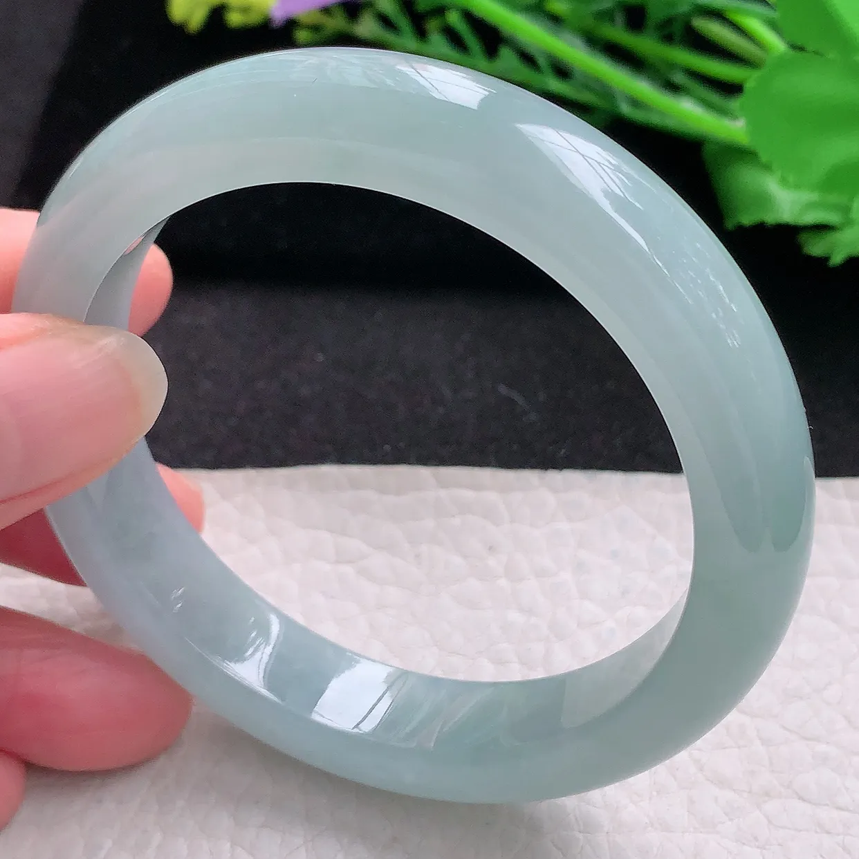 nr自然光58*12.5*8.8平安镯 翡翠a货玉手镯冰蓝宽边珠宝玉手环