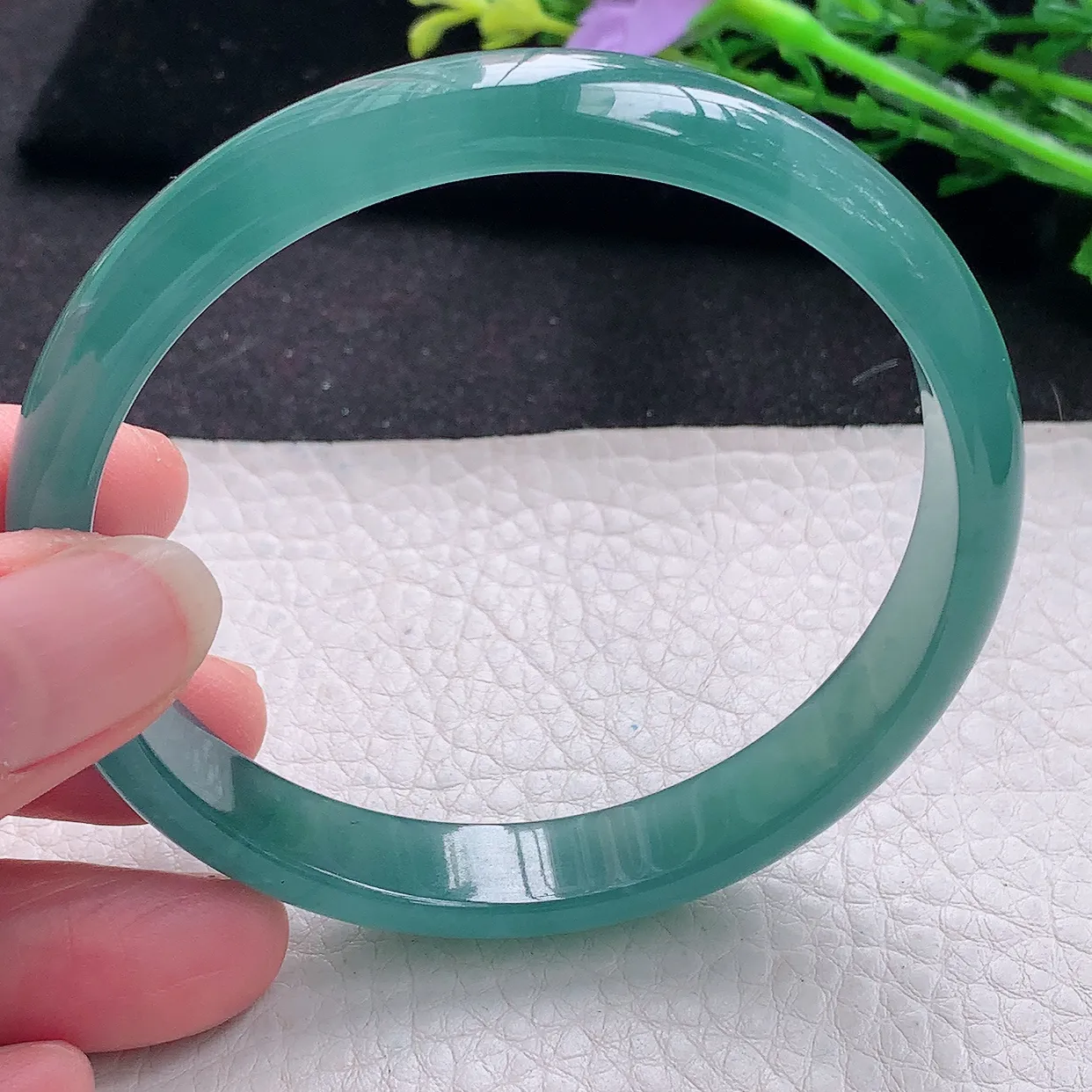 yh大圈口62*11*6平安镯 翡翠a货玉手镯冰蓝宽边珠宝玉手环