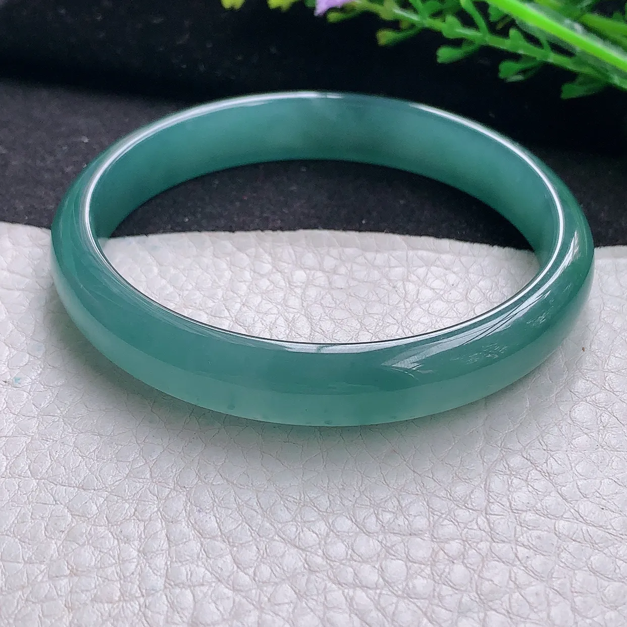 yh大圈口62*11*6平安镯 翡翠a货玉手镯冰蓝宽边珠宝玉手环