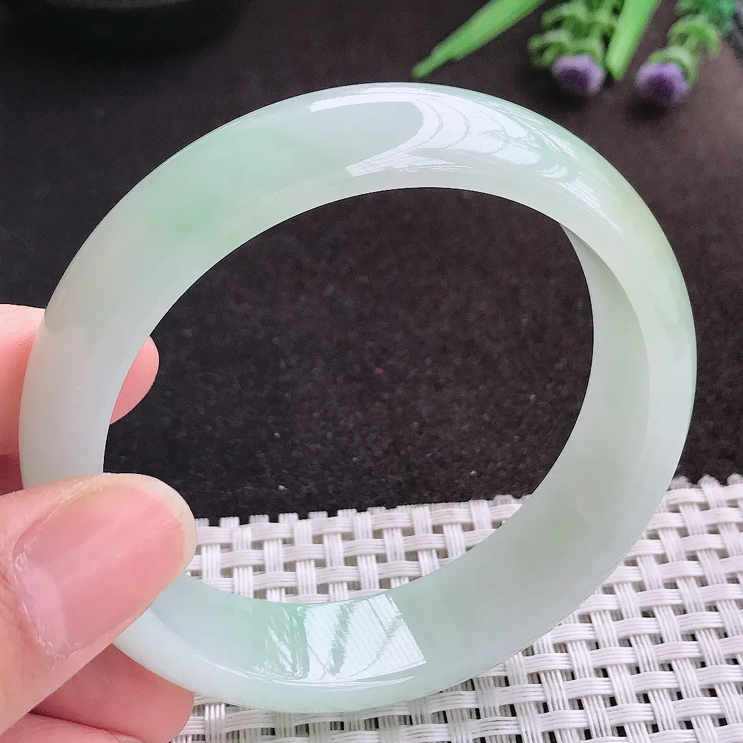 天然A货翡翠59.5/16.2/8老坑冰润水灵冰晴手镯宽边轮胎镯