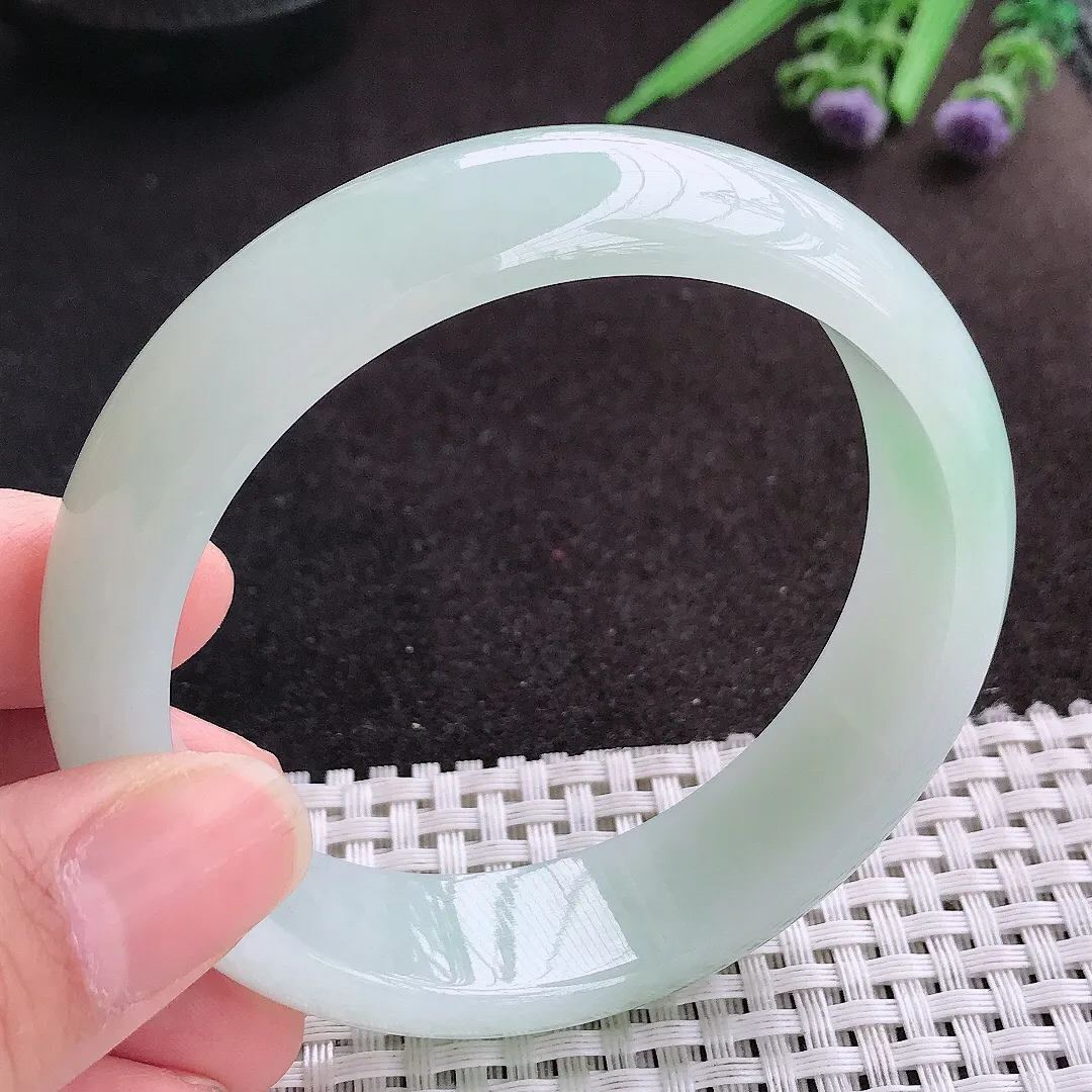 天然A货翡翠59.5/16.2/8老坑冰润水灵冰晴手镯宽边轮胎镯