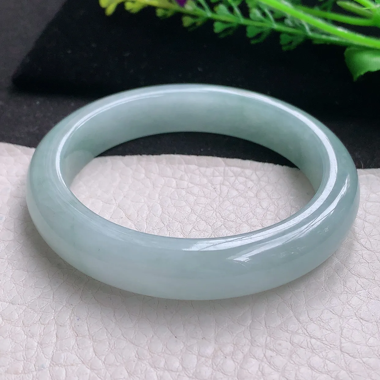 nr自然光58*12.5*8.8平安镯 翡翠a货玉手镯冰蓝宽边珠宝玉手环