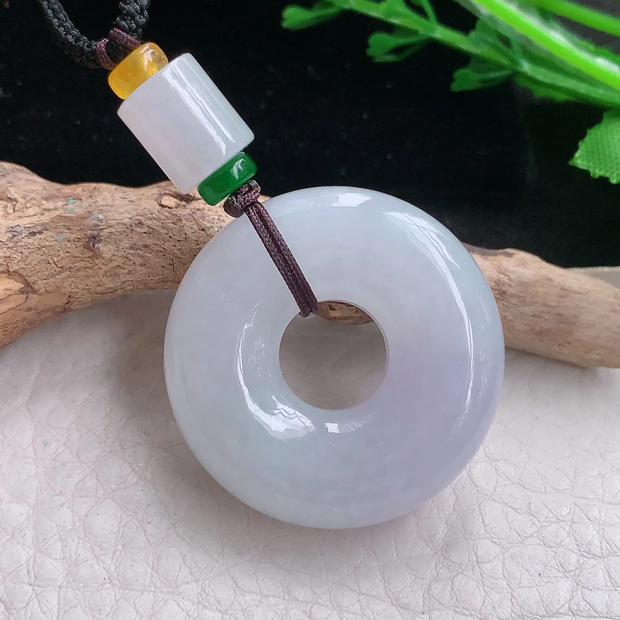 zen自然光32*9.5天然缅甸翡翠冰紫甜甜圈 平安扣玉吊坠 玉挂件