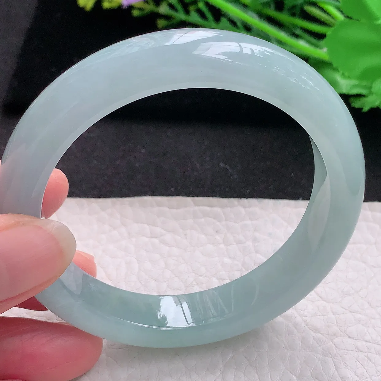 nr自然光58*12.5*8.8平安镯 翡翠a货玉手镯冰蓝宽边珠宝玉手环